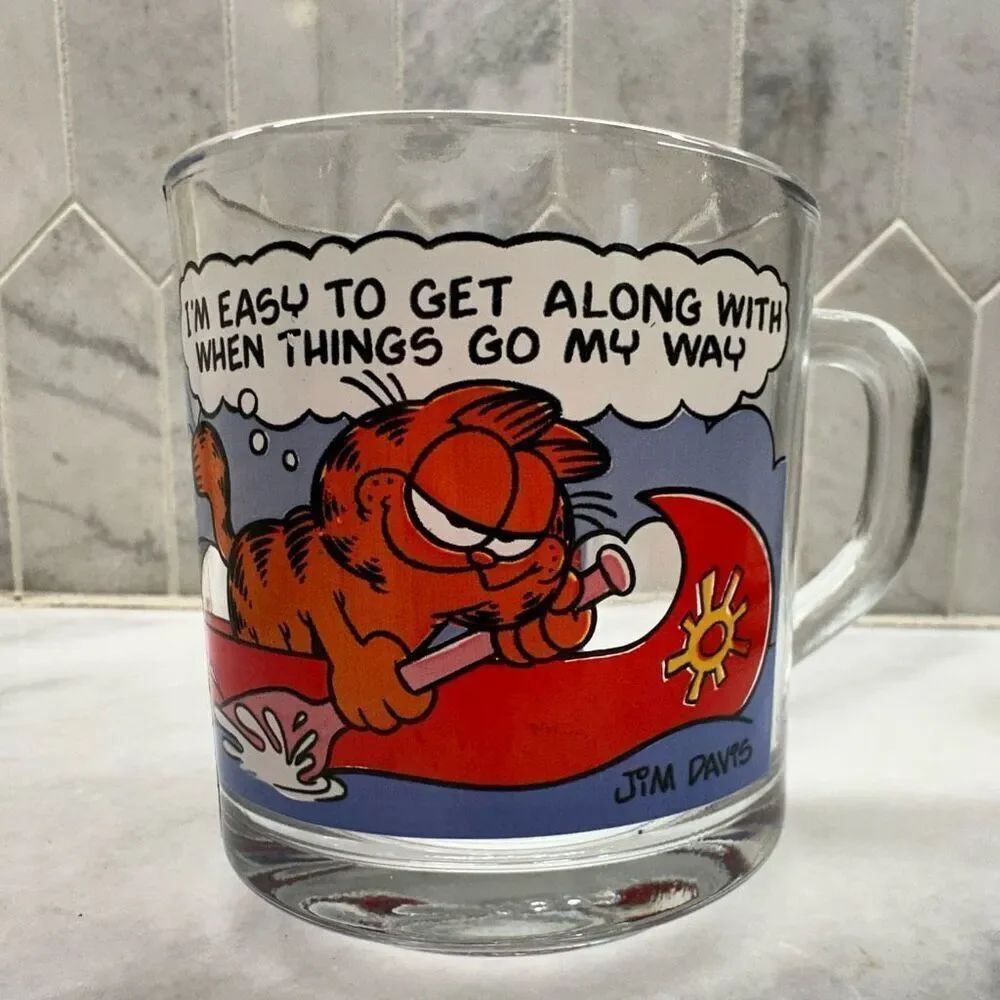 Vintage 1978 McDonald's Garfield and Odie By Jim Davis Glass Mug Multicolor OS
